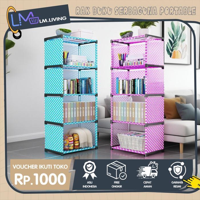 Lm Rak Buku Minimalis & Rak Penyimpanan Serbaguna Rak 5 Susun Anti Debu Dengan Penutup Untuk Ruang