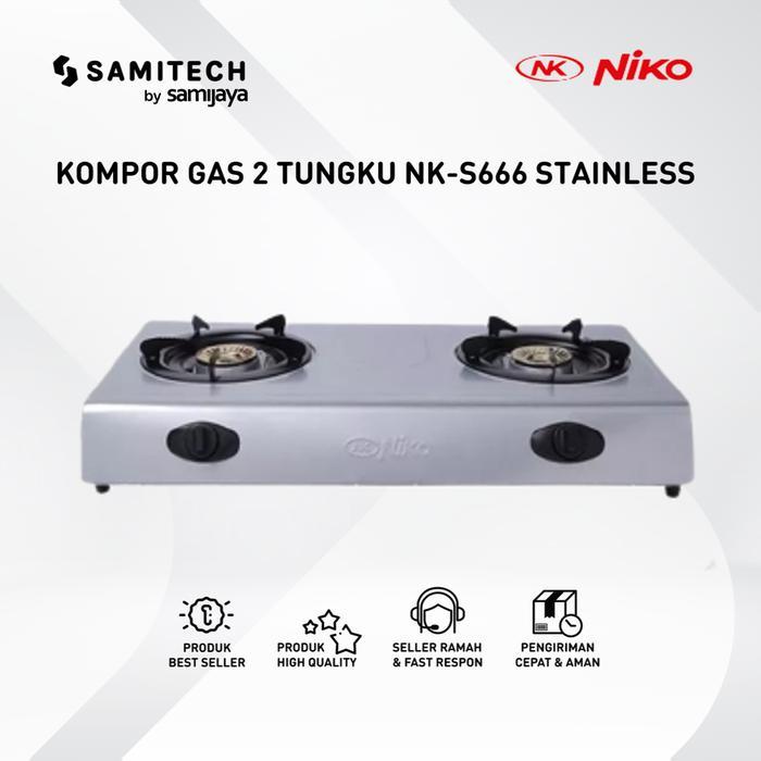 KOMPOR GAS 2 TUNGKU NIKO NK-S666 BODY STAINLESS 666S