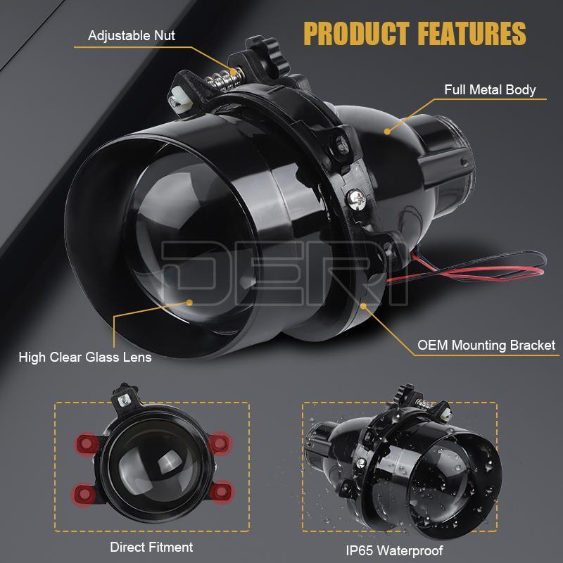 3 inch Bi Xenon Fog Light Projector Lens Lamps Adjustment Retrofit Styling Use H11 D2S D2H Xenon Bul