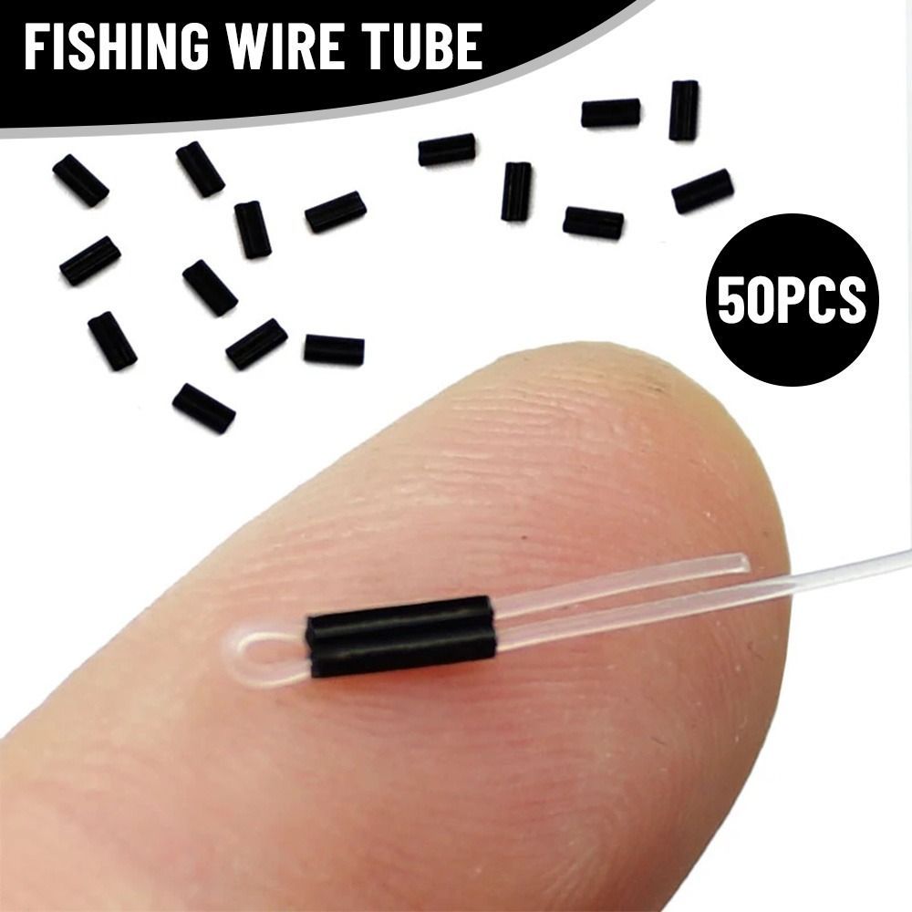 50pcs Portable Carbon tube 0.6mm 0.7mm Wire Crimp Connector Fishing Wire Tube Line Crimping Sleeves