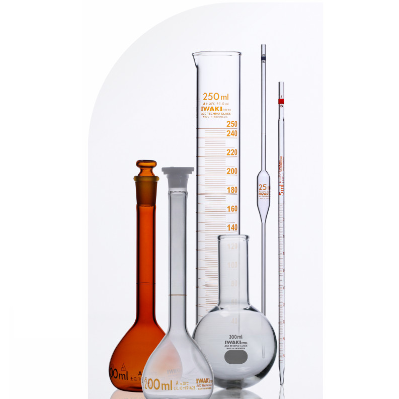 Buret Teflon Stopcock Clear Amber Graduation Class A 10 ml Merk Iwaki Original Code Number 2103BURET