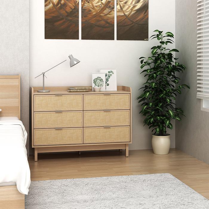 [WAKULLA] Pierre Laci Penyimpanan 6 Tingkat - Cokelat Oak Box Serbaguna Tempat Mainan Kontainer Baju