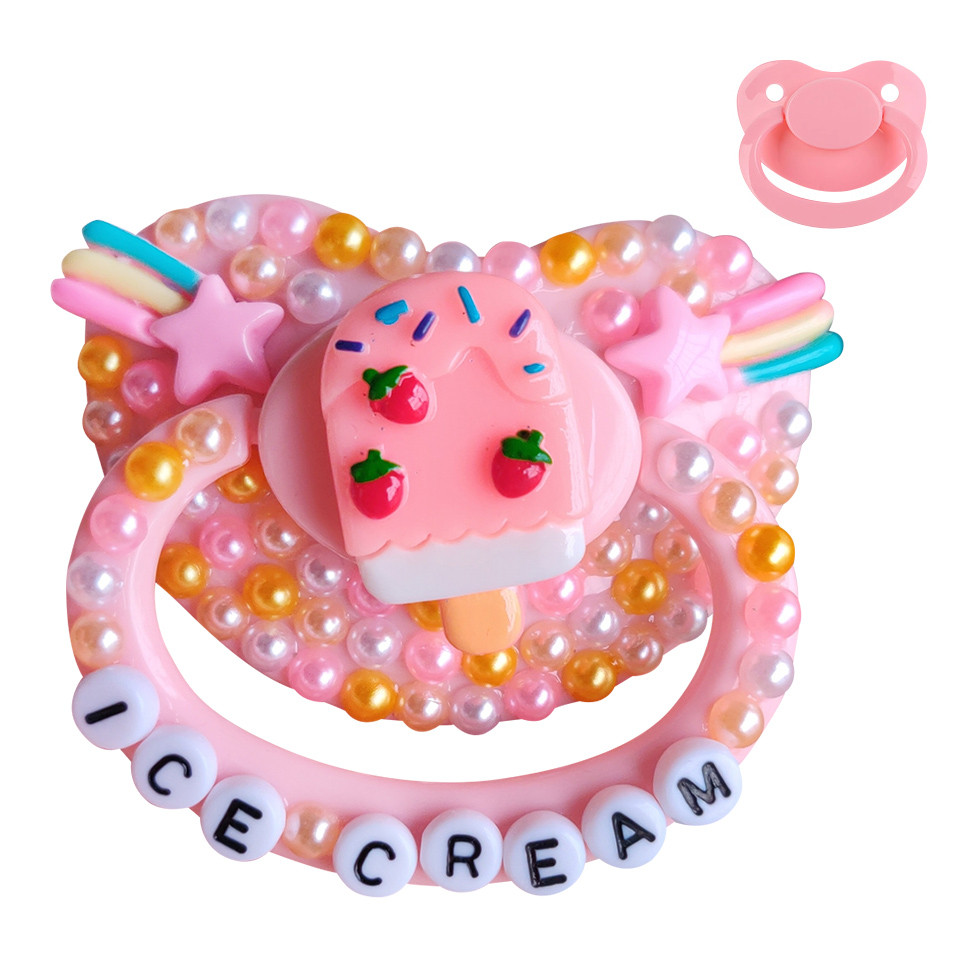 100% Handmake Cute Ice Cream Pattern Baby Pacifier Silicone Size Pacifier Abdl Daddy Girl