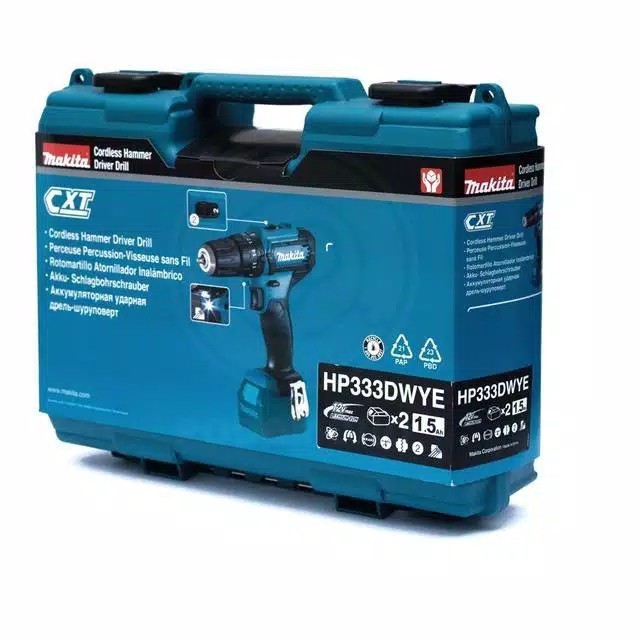 MAKITA HP 333 / HP333 DWYE Mesin Bor Baterai Cordless 12v Makita HP333DWYE Bor Obeng Tembok Beton