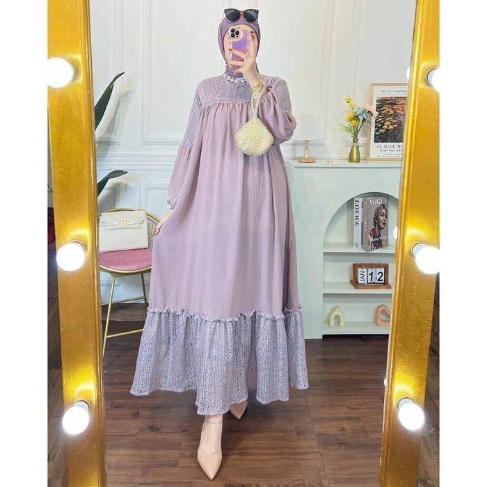GAMIS KONDANGAN MODEL TERBARU KOMBINASI BRUKAT MALIKA// Dress Wanita Mewah Pesta Dewasa casual