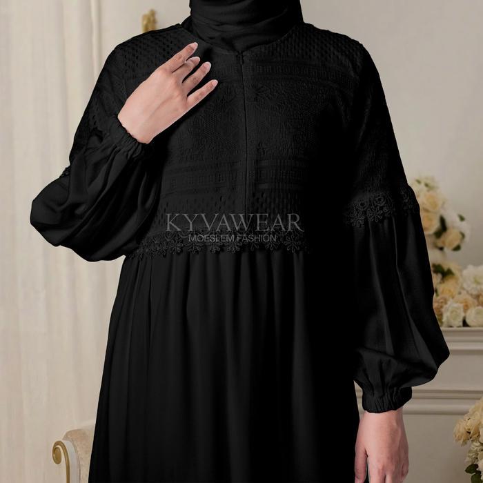 Kyva Gamis Abaya Muslim Brokat Hitam Moscrpe Terbaru 048 Pesta Mewah Remaja Terbaik