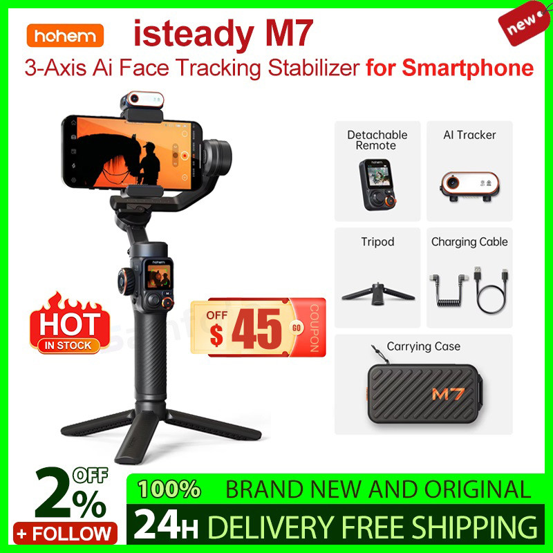PROMO   Hohem M7 iSteady M7 Cell phone gimbal Stabilizer 3-axis Anti-Shake Stands Extendable Selfie 