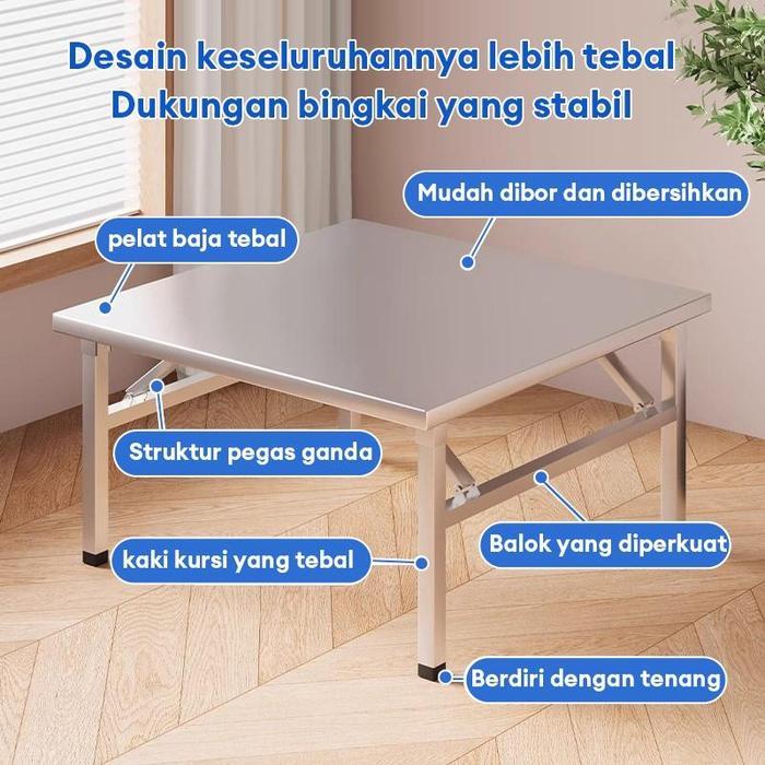 FUFU Meja Lipat Portable Meja Kantor Besi Meja Lipat Stainless Meja Belajar Meja Lipat Panjang Meja