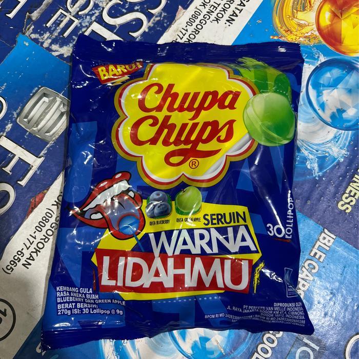 "New" Permen Chupa Chups Lollipop 1 TOPLES 30 Pcs Lolipop Cola Stroberi