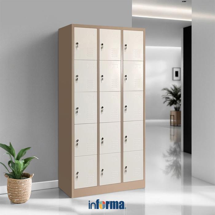 Informa Kiev Loker Besi Multi 15 Pintu - Cokelat Muda Penyimpanan Barang Tempat Penitipan Lemari