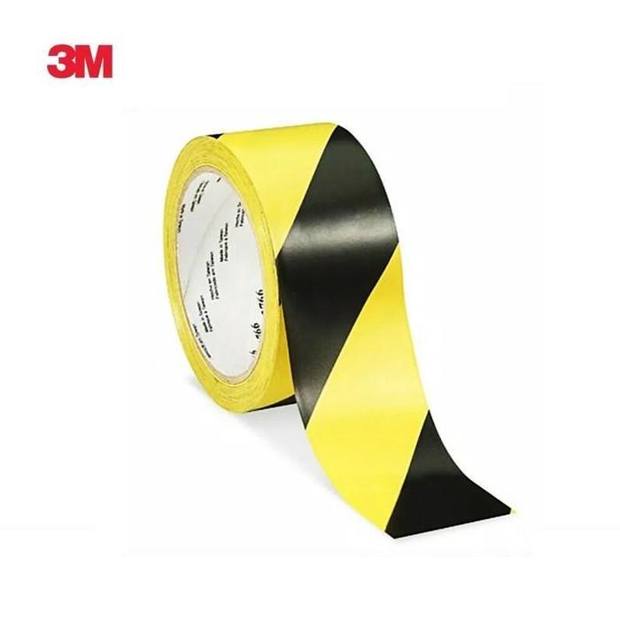 3M 766 Lakban Police Line Tape Marking Floor Hitam Kuning - 48Mm X 33M