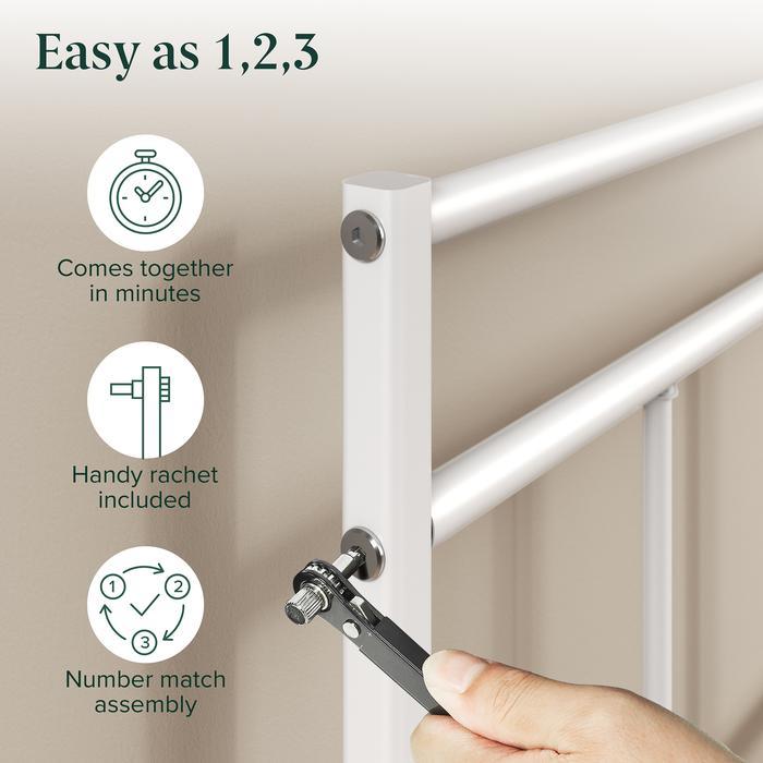 Zinus Tempat Tidur Ranjang Besi Geraldine / Warna Putih / Dengan Sandaran / Easy Assembly / Tinggi