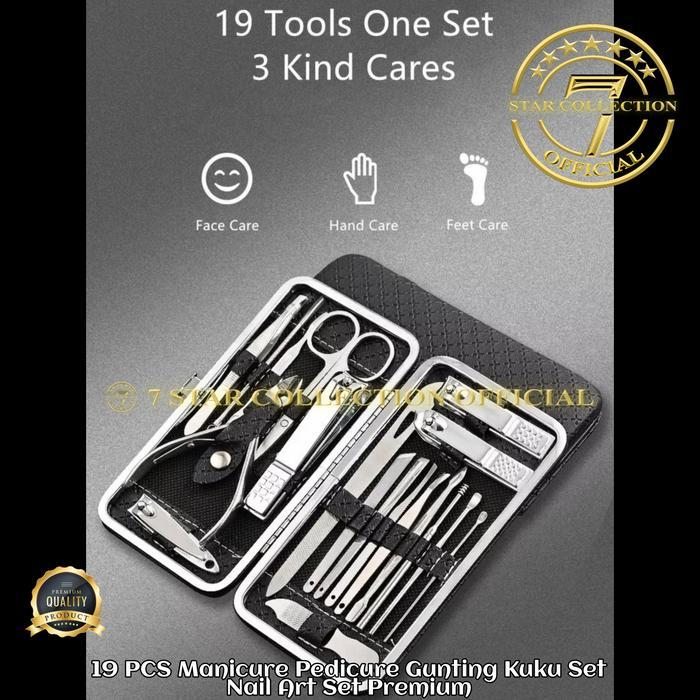 Gunting Kuku Set 19 Pcs Manicure Pedicure Gunting Kuku Set Nail Art Set Premium