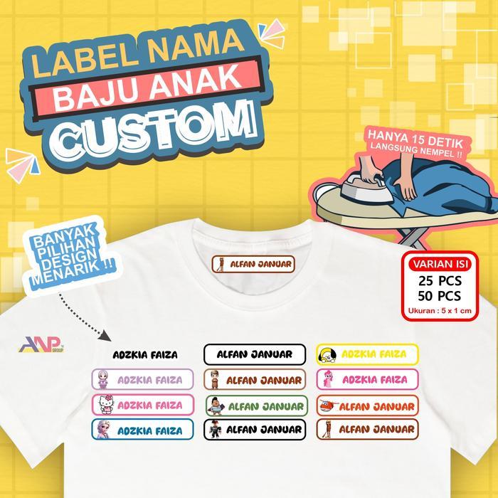 ANP88 - Label Nama Baju Anak Setrika Custom/ Stiker Kain Label Nama Baju Anak/ Label Nama Baju Anak/