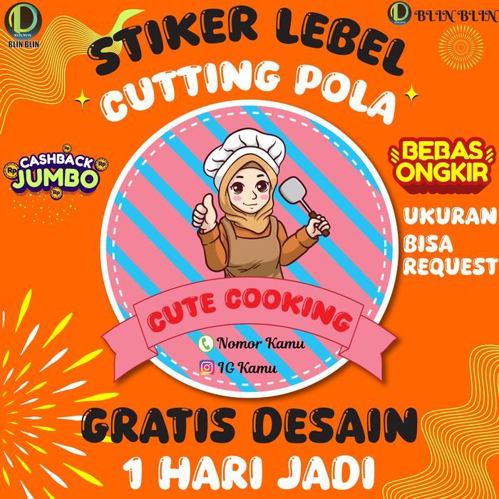 Stiker Label Kemasan Cutting Pola Gratis Desain/Stiker Logo Makanan/Stiker Logo Minuman/StikerCustom