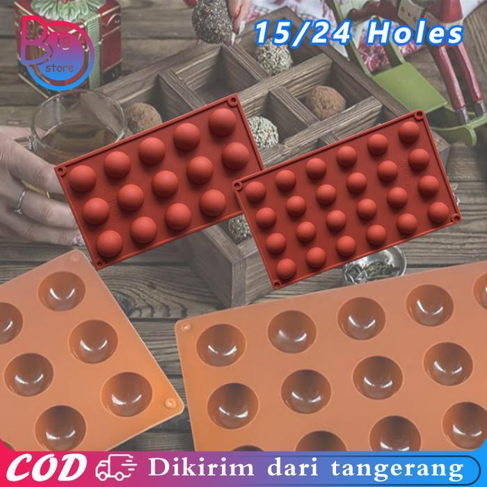 15/24 Slot Cetakan Bulat Coklat Setengah Bola Chocolate Cetakan Cetakan Coklat Bulat Cetakan Coklat