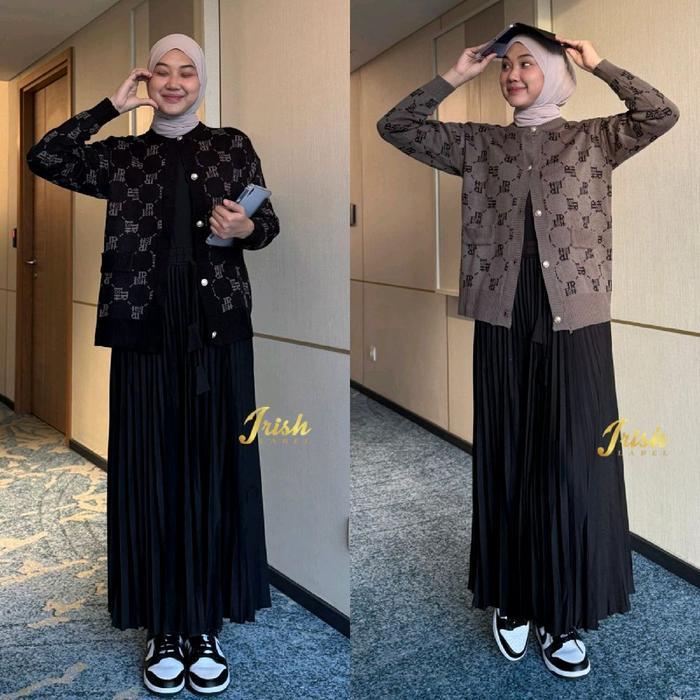 Andalusia Set Umbrella Skirt Signature Premium By Irish Label Baju Hitam Set Rajut Rok Plisket