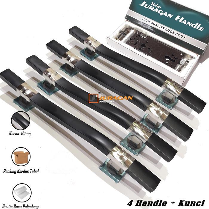 Pegangan Pintu 2 S Minimalis 45 cm - 4 Handle Pintu Satu Set Kunci - Body Pelor Kunci Pintu 2 Tarik