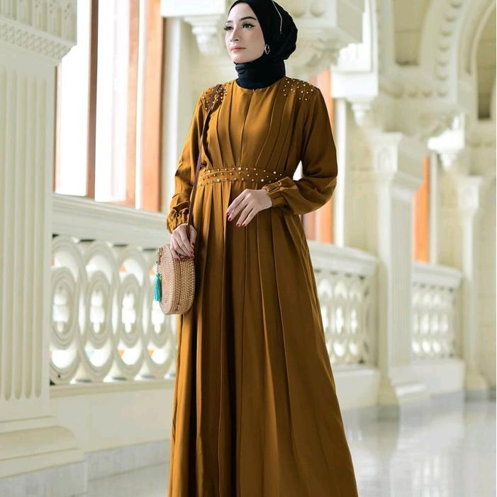 NAILA DRESS CRICLE POLOS muslim wanita Gamis Dewasa Pesta Cantik Fit L Nyaman Wudhu Payet Crinkle