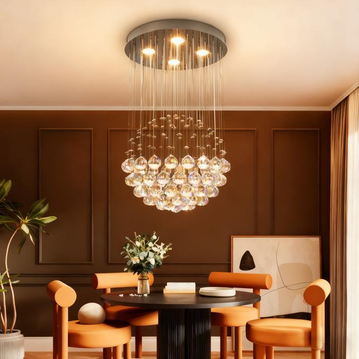 Lampu Gantung Lampu Plafon Kristal, Lampu Gantung Kristal Bulat Mewah Modern Elegan Kamar Bohlam