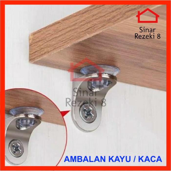 Ambalan Kayu Kaca Siku Penyangga Rak Tatakan Sudut Oval Bracket All