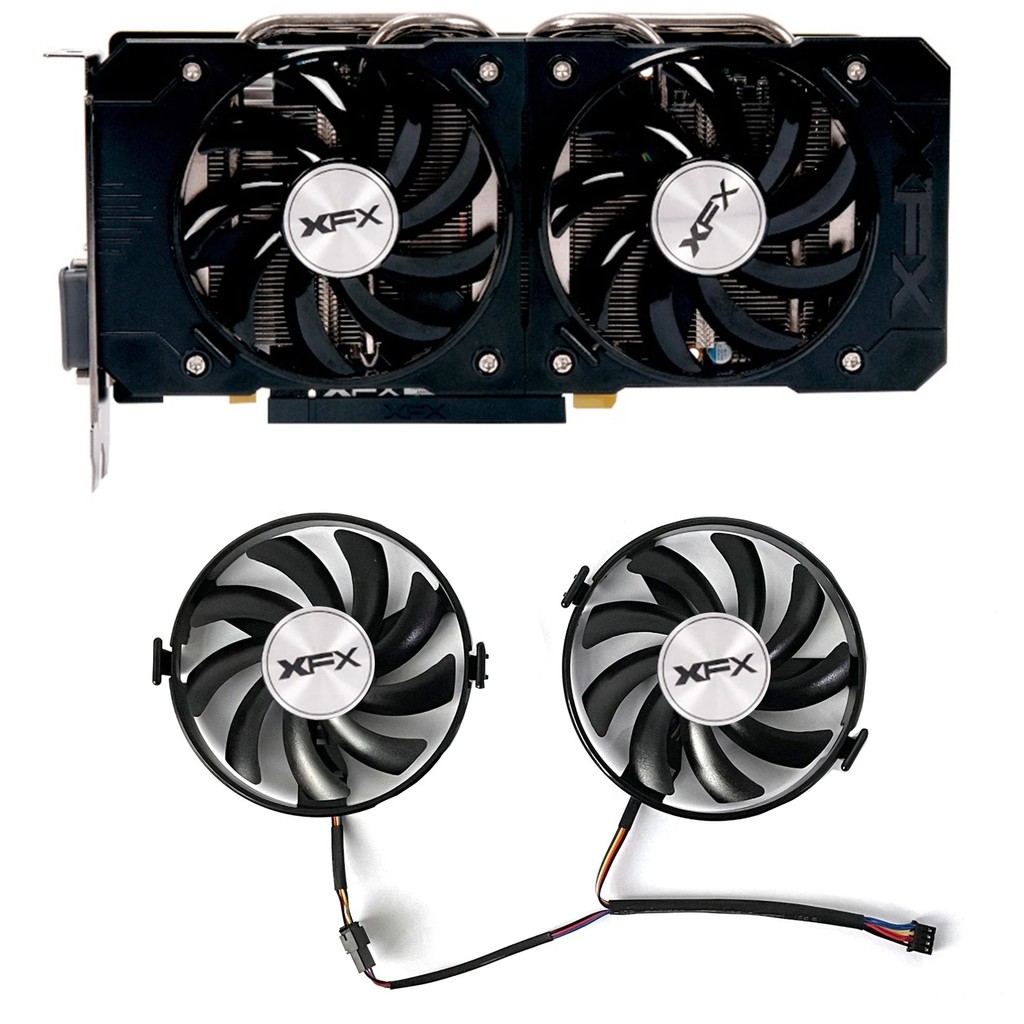 2pcs FDC10U12S9-C 4pin FY09010H12LPB ETH Cooling Fan for Radeon XFX R9 380 X R7 350 360 370 460-2/4 