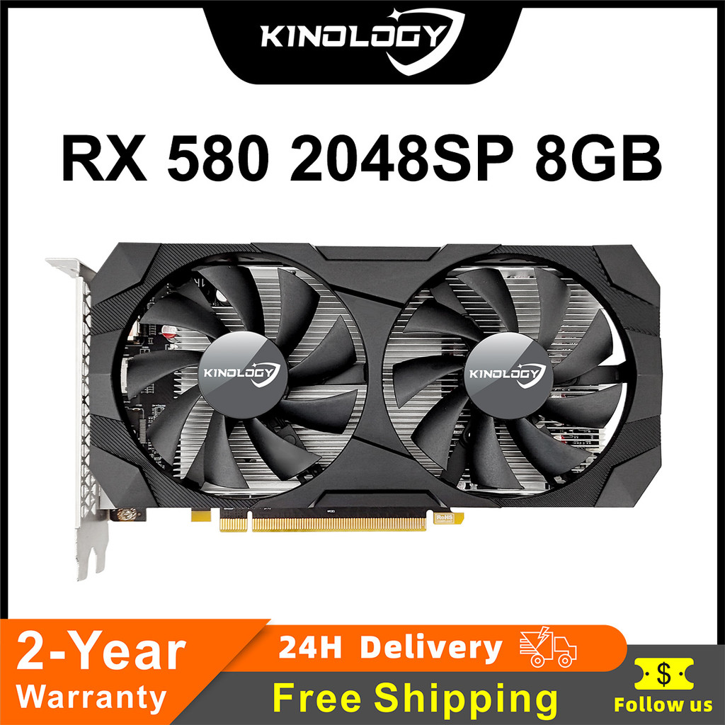 Kinology Video Card RX 580 8G 2048SP GDDR5 AMD GPU Graphics Cards Gamer RX580 Radeon 8GB Mining Gami