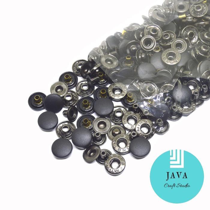 "New" KANCING JAKET JEPRET UKURAN 15 MM PER 12 SET WARNA HITAM 7060 HITAM