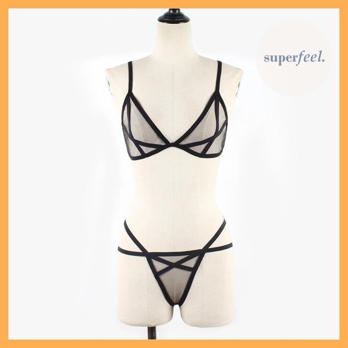 SFL LINGERIE BIKINI SET TRANSPARAN WANITA PEREMPUAN PREMIUM CD KOLOR BH BRA SEXY SEE THROUGH