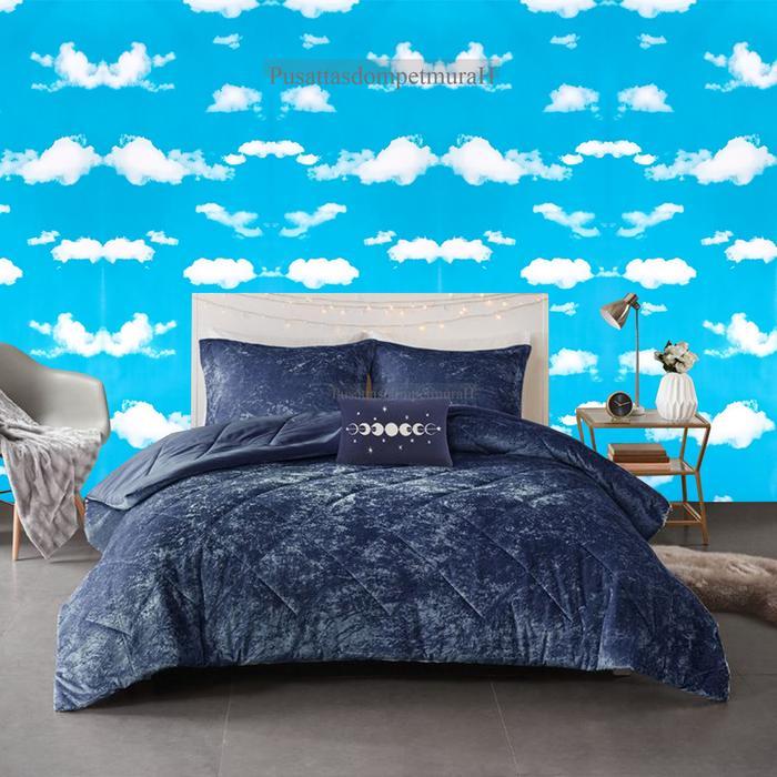 "New" Wallpaper Stiker Plafon Atap Rumah Motif AWAN BIRU LANGIT Bahan Kertas Pvc