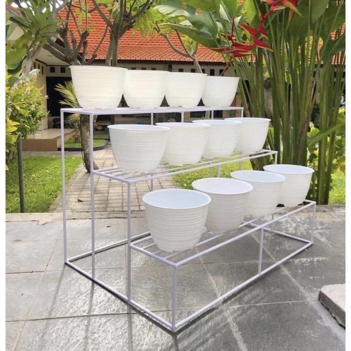 RAK BUNGA SUSUN BESI TINGKAT 3 / RAK BUNGA MINIMALIS / RAK POT BUNGA SUSUN BESI