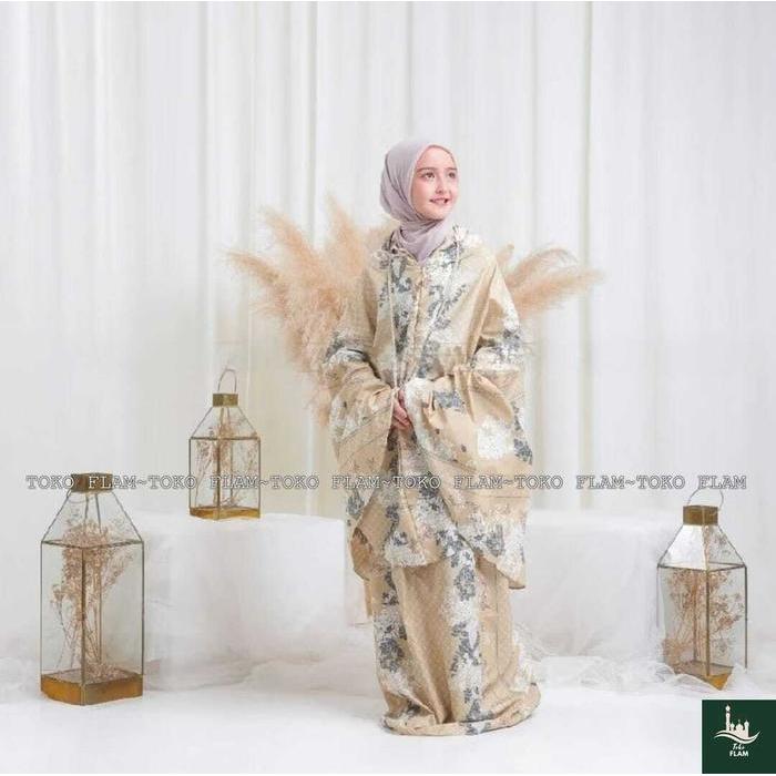 TOKO FLAM MUKENA ANAK TANGGUNG ALENA 2IN1 RESLETING KATUN TRAVEL