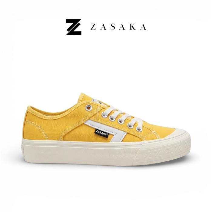 Aerostreet - Sepatu Sneakers Mandalungan Yellow Pria Wanita Casual Shoes Sneakers Black Bahan Canvas