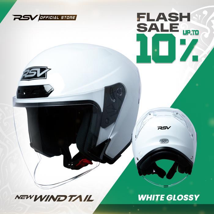 HELM Half Face RSV NEW WINDTAIL WHITE GLOSSY Motorcycle - RSV Helmet