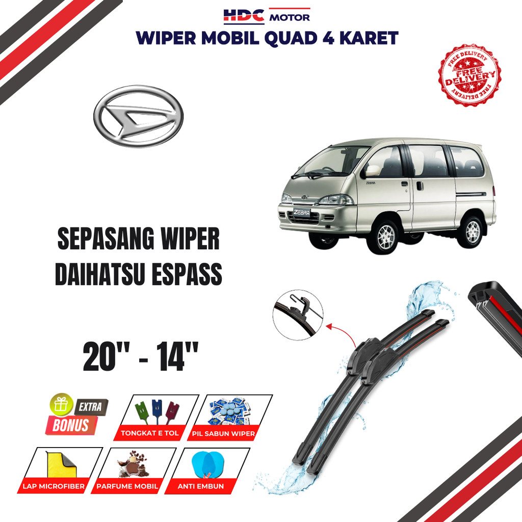Wiper Daihatsu Espass Quad Kaca Depan Mobil Free 5 Bonus