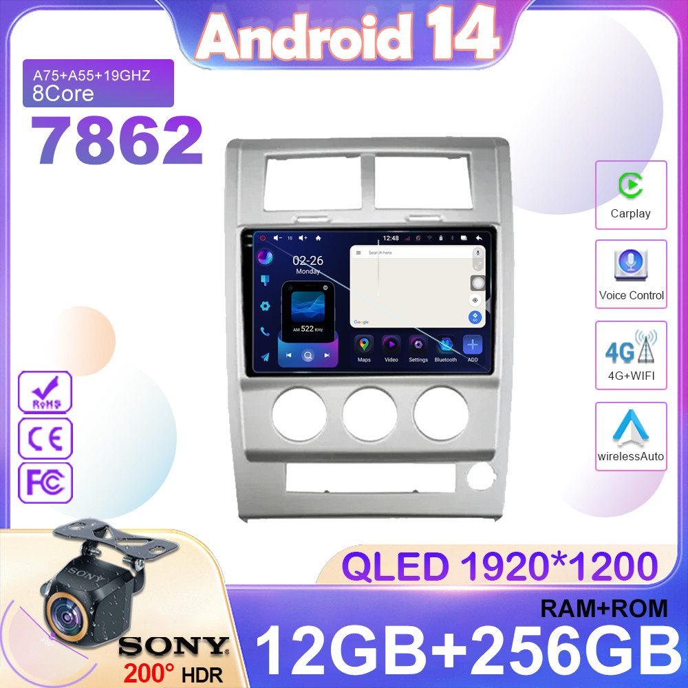 4G For Jeep Cherokee Liberty KK 2007 - 2012 BT Video Player Android Auto GPS Cam Navigation Multimed