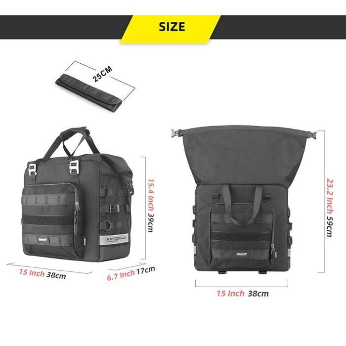 TAS MOTOR RHINOWALK MTR2050 MOTORCYCLE SIDE BAG 25L TAILBAG WATERPROOF