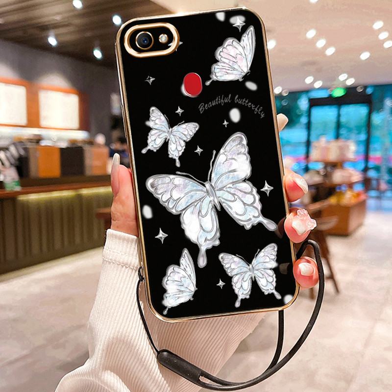 Casing Hp Untuk OPPO F7 F5 F5 Youth Case Casing paus dan kupu-kupu pola Kasus pelapis samping HP Kas