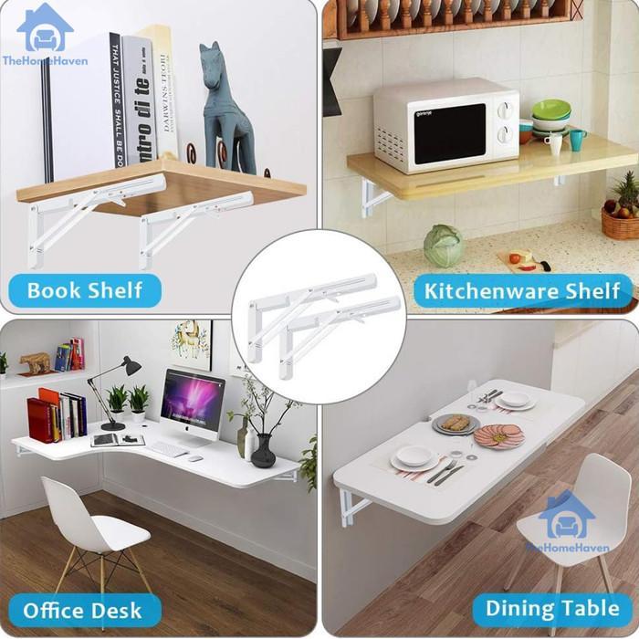 Siku Rak Lipat 12" Siku Rak Dinding Meja Lipat Bracket Meja Dinding Lipat Foldable Bracket Putih