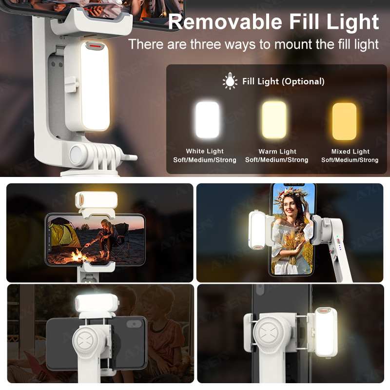 A10 Gimbal Stabilizer Selfie Stick Tripod Smartphone Handheld Gimbal with Fill Light Telescopic Rod