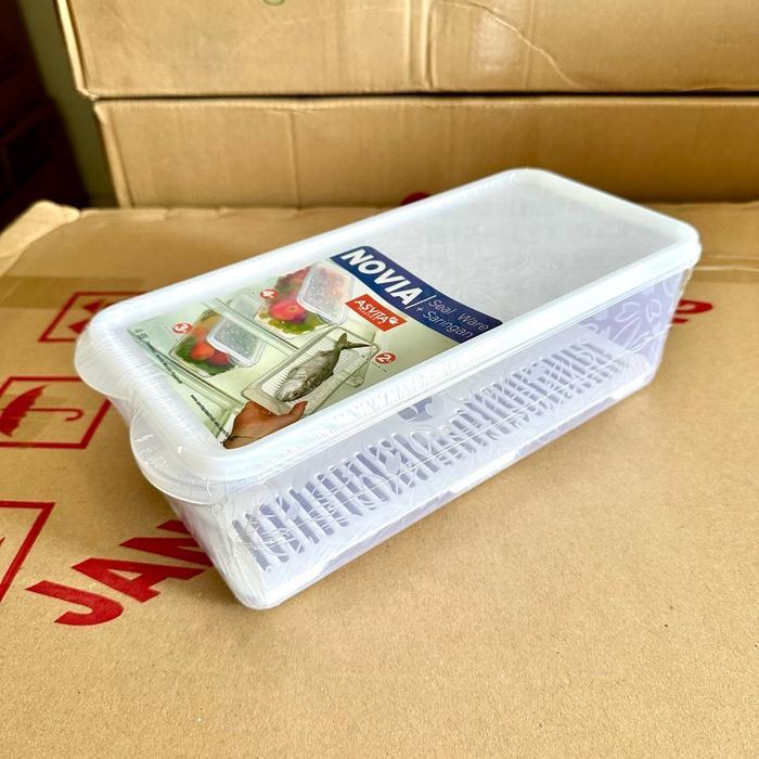 Asvita seal ware plastik persegi panjang Novia + saringan