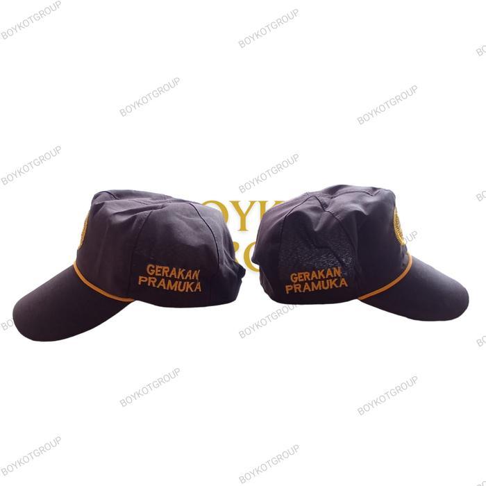 ASLI topi pramuka lis kuning topi gerakan pramuka lis kuning bordir READY STOCK