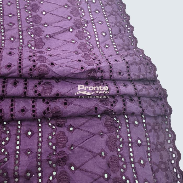 Katun Embroidery Grape Purple Motif Geometris (Alta Moda)