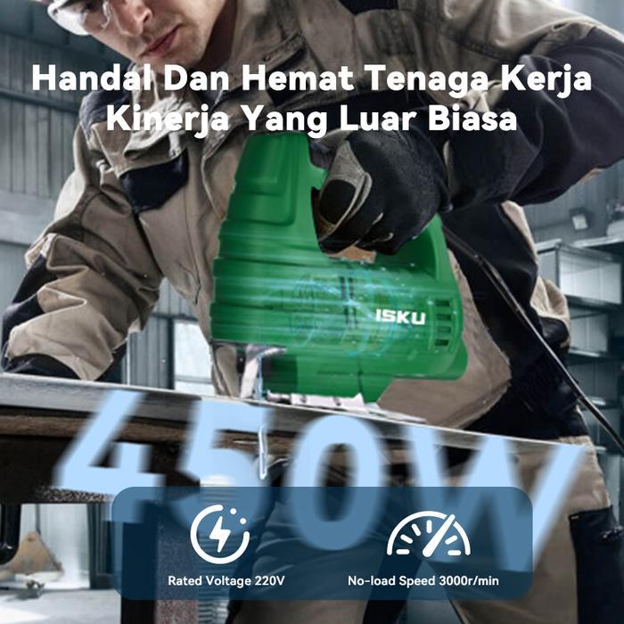 Krisbow Modern - Isku 450W Esin Jigsaw Gergaji Triplek Potong Kayu Listrik Jig Saw