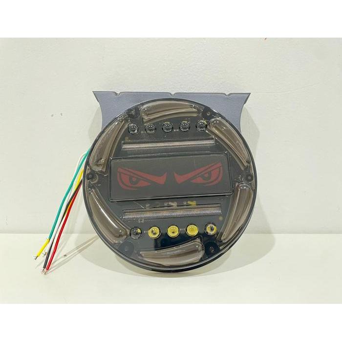 Lampu Rem Truk Mobil Motor Pickup Truk 12-24 Volt Model Mata Bulat RGB Senja Nyala Running RGB Rem