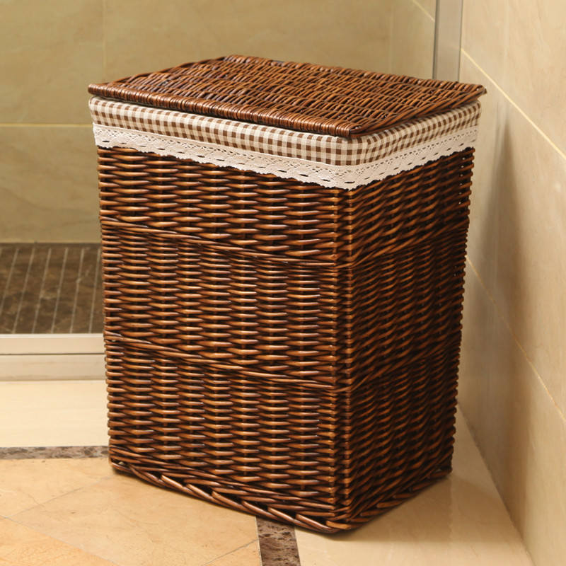 Willow Rattan Laundry Basket With Lid Dirty Laundry Storage Box Clothes Toy Storage Box Large