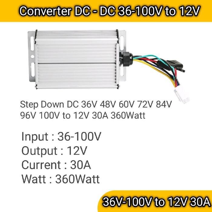 Converter Dc-Dc 36V-100V To 12V 25A Reducer Motor Listrik Sepeda Listrik Mobil Listrik Converter Dc