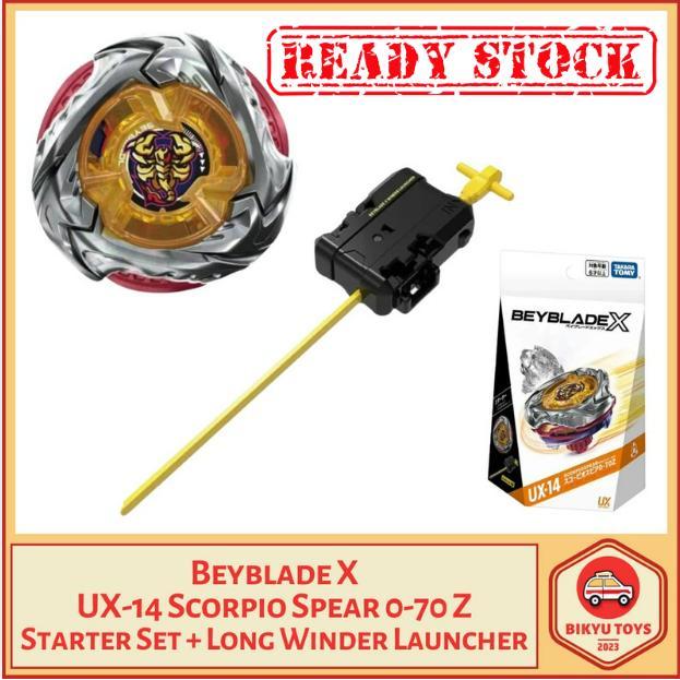 ASLI Beyblade X UX-14 Scoio Spears Ratchet 0-70 Bit Z Zap Str Set Takara Tomy TakaraTomy Gasing