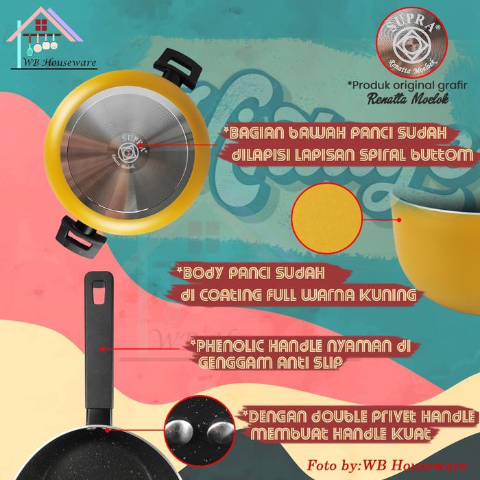 NEW SUPRA Panci set 9pcs renatta retro kuning anti lengket / cookware set teflon