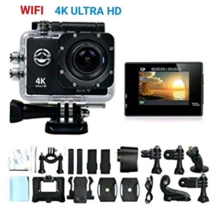Kogan Action Camera 4K Ultra Hd With Wifi / Kamera Vlogger Waterproof Anti Air 4K 30 Fps Foto Lcd